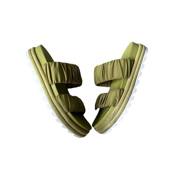 Sorel Roaming Two-Strap Womens size 8 Olive Green Ruched 2-Strap Slide Sandals - Picture 2 of 8